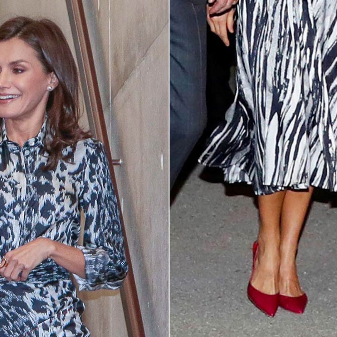 Queen Letizia nails airport chic wearing hot pink accessories in Cuba