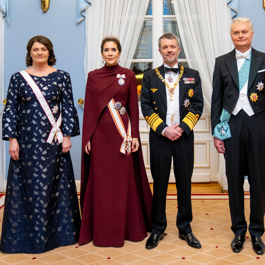Queen Mary wears personal favourite tiara she bought at auction for glittering state banquet in Lithuania