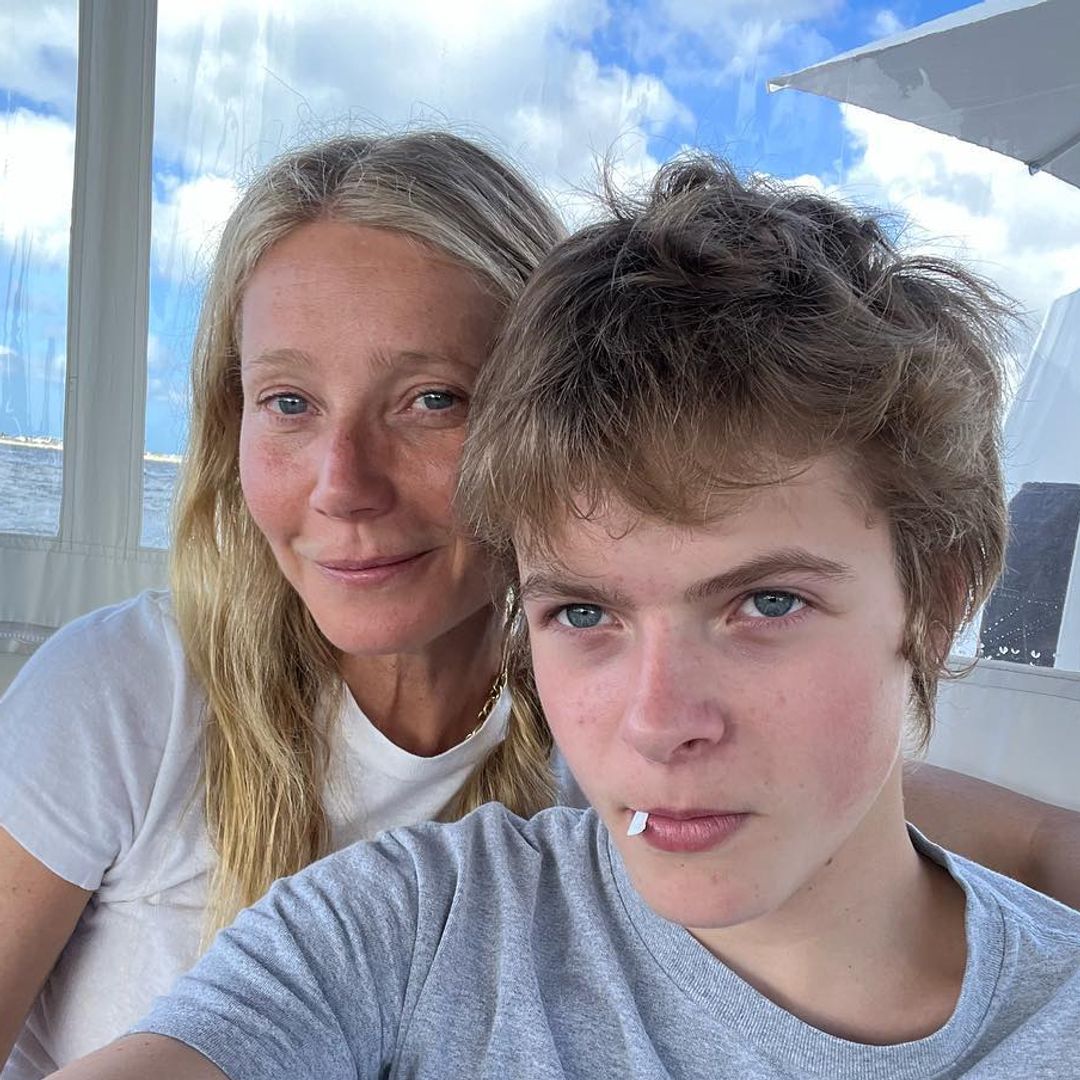 Gwyneth Paltrow's teenage son Moses towers over his mom in rare photo