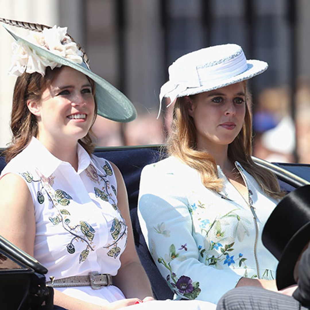 Princesses Beatrice and Eugenie wear co-ordinating floral dresses for Trooping the Colour