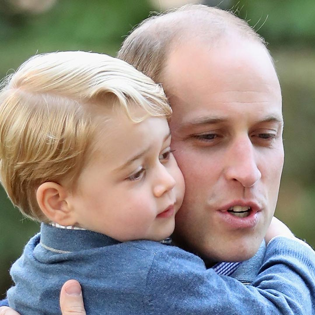 Prince William has the sweetest picture of Prince George and Prince Philip in his office