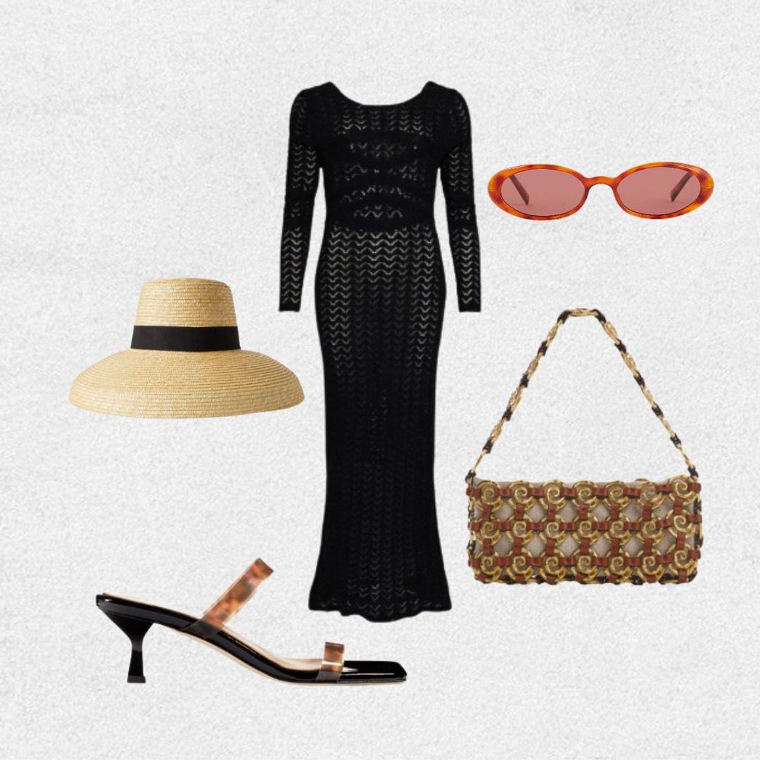 Orange oval sunglasses and complementary accessories 