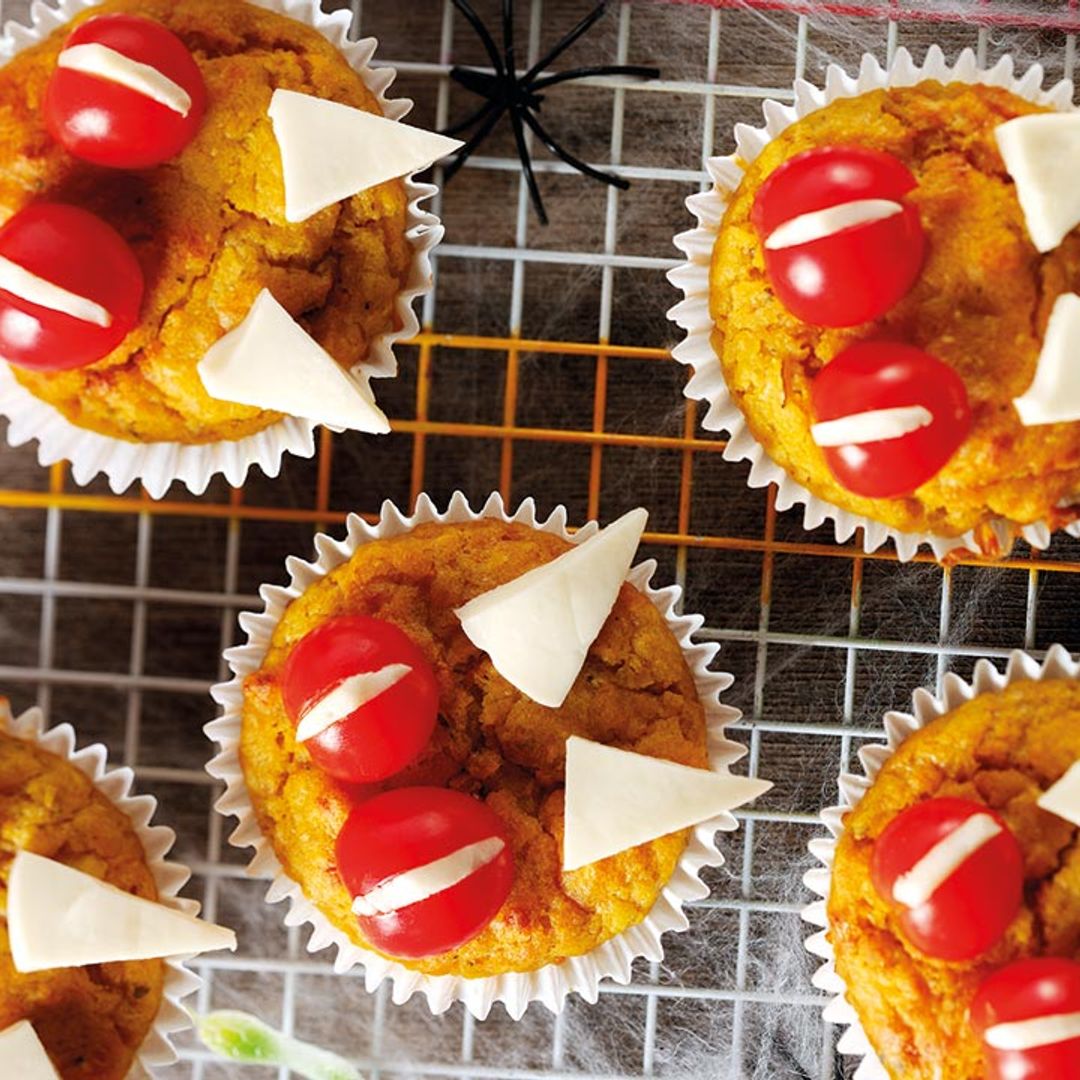 Sink your teeth into these savoury vampire pumpkin muffins - the PERFECT bite for Halloween