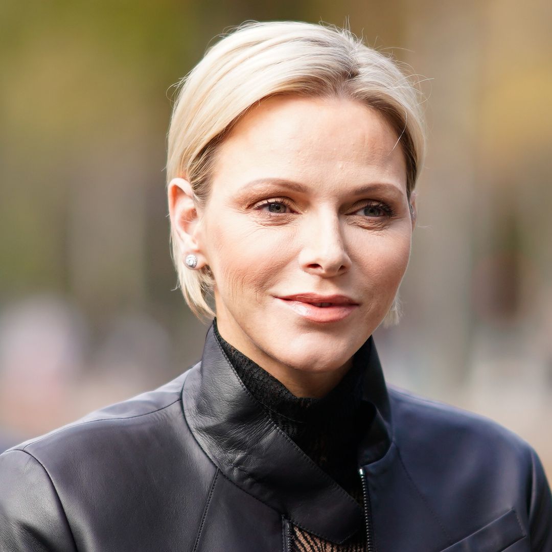 Princess Charlene is pure perfection in fitted leather jacket