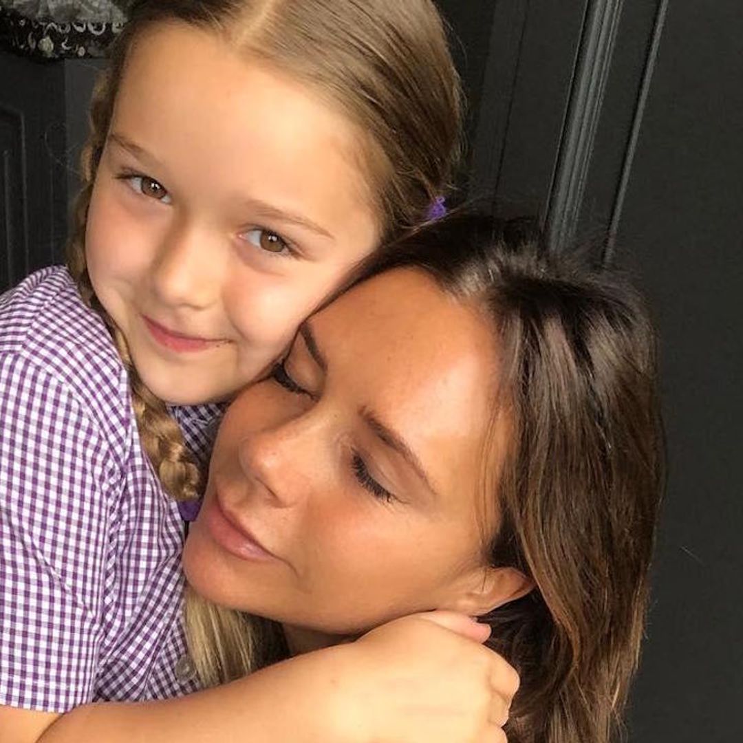 Harper Beckham matched her face mask to her uniform for her first day back at school – and it's adorable