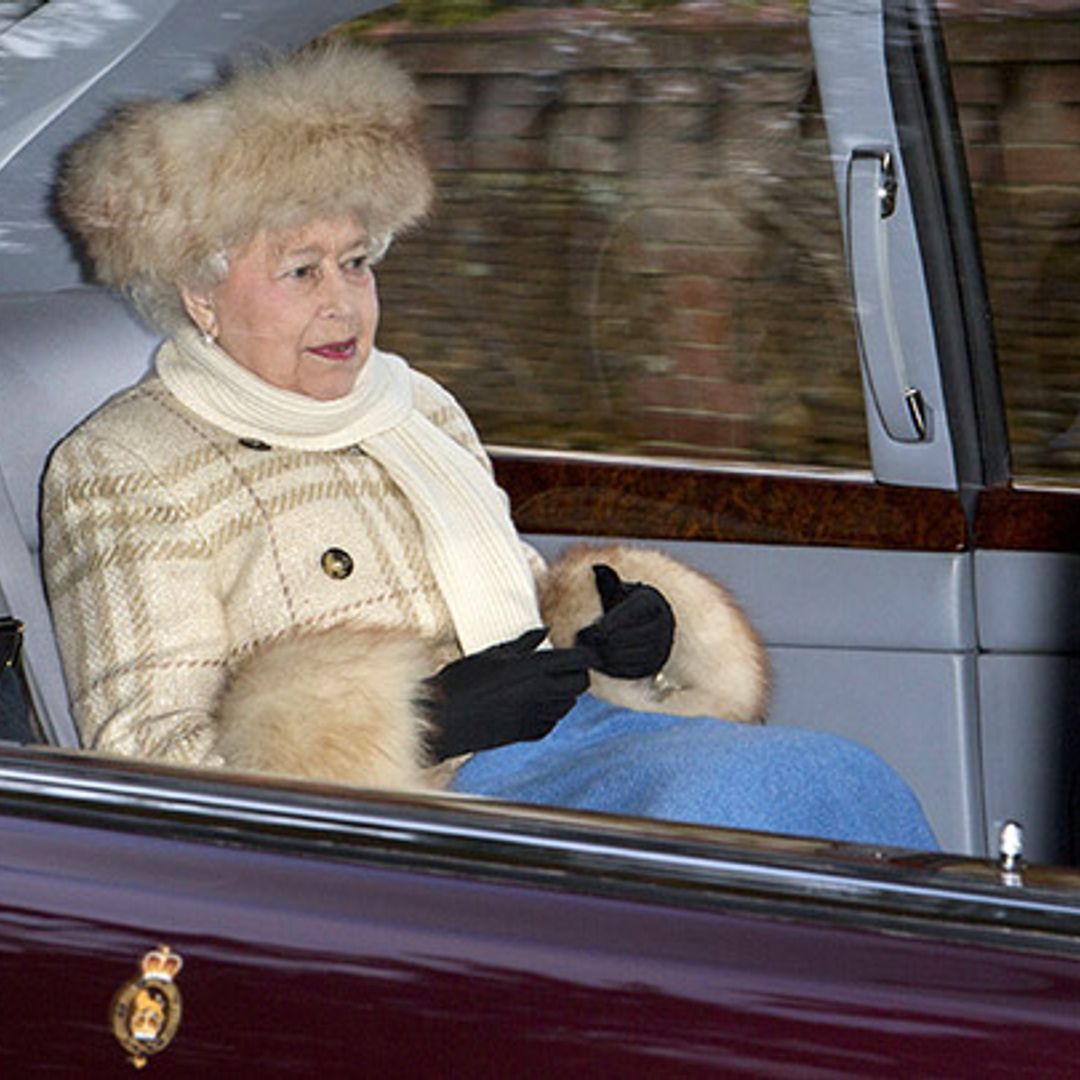 The Queen wraps up warm for Sandringham church service