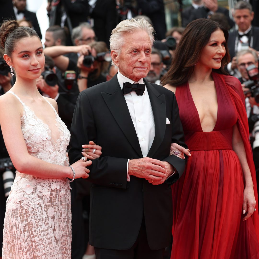 Catherine Zeta-Jones' daughter Carys stuns in plunging black dress