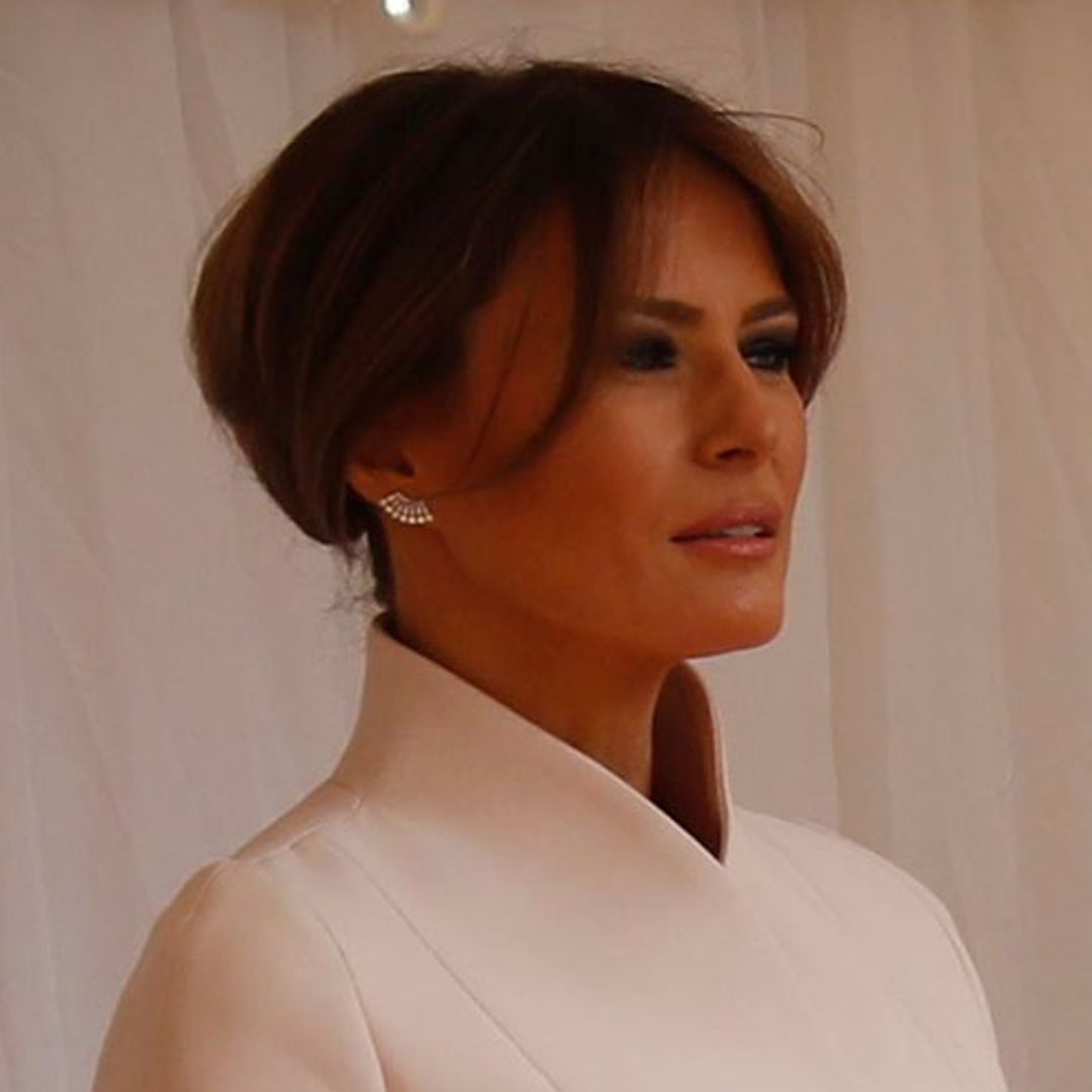 Melania Trump stuns in pale pink suit dress to meet the Queen for the first time