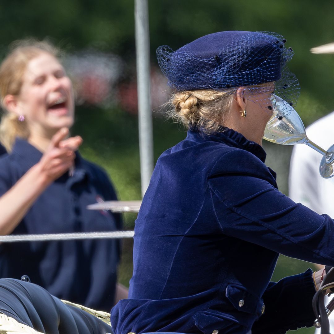Lady Louise Windsor can't contain her giggles as Duchess Sophie plays carriage drinking game