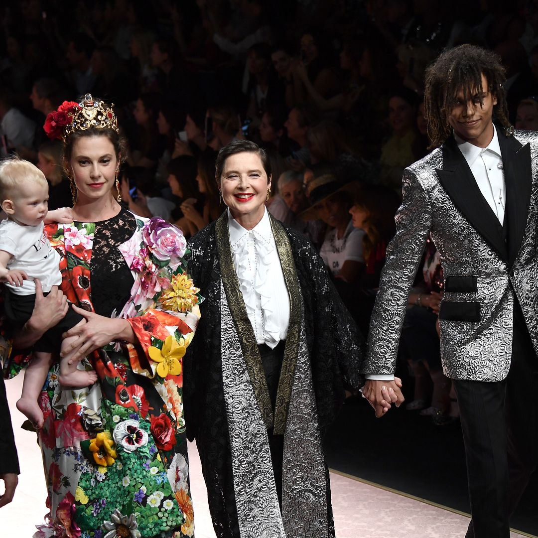 Caleb Lane, Elettra Rossellini, Ronin Lane, Isabella Rossellini and Roberto Rossellini  walk the runway at the Dolce & Gabbana show during Milan Fashion Week Spring/Summer 2019 on September 23, 2018 in Milan, Italy.