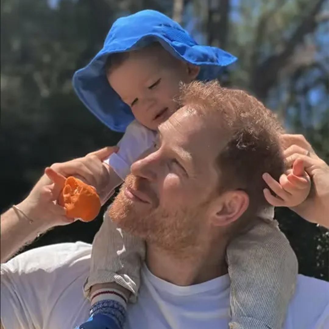 Prince Archie squeals with delight as he chases dad Prince Harry in Montecito garden