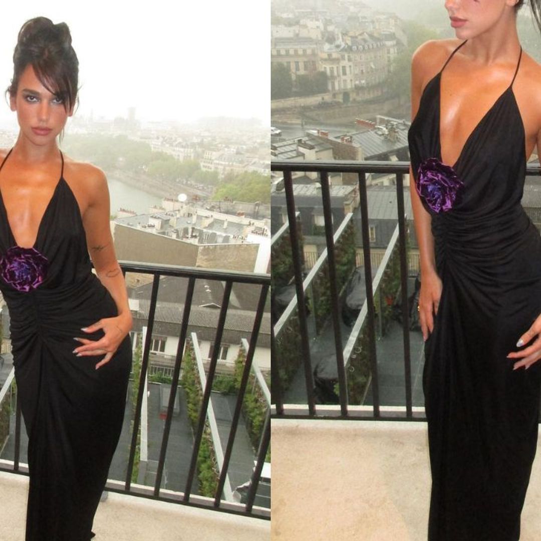 Dua Lipa stuns in glamorous plunging gown in Paris