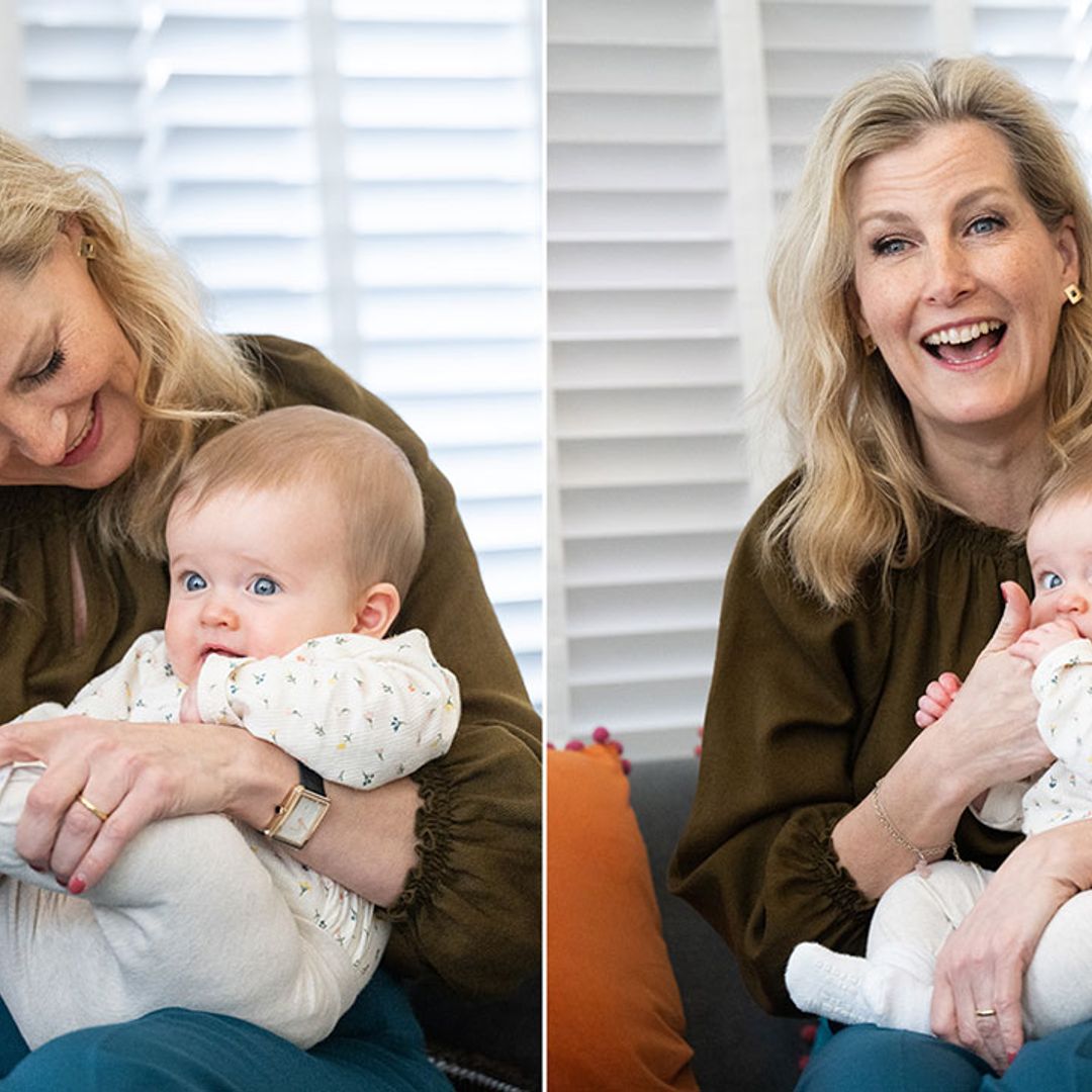 The Countess of Wessex coos over babies as she joins families in Surrey - best photos