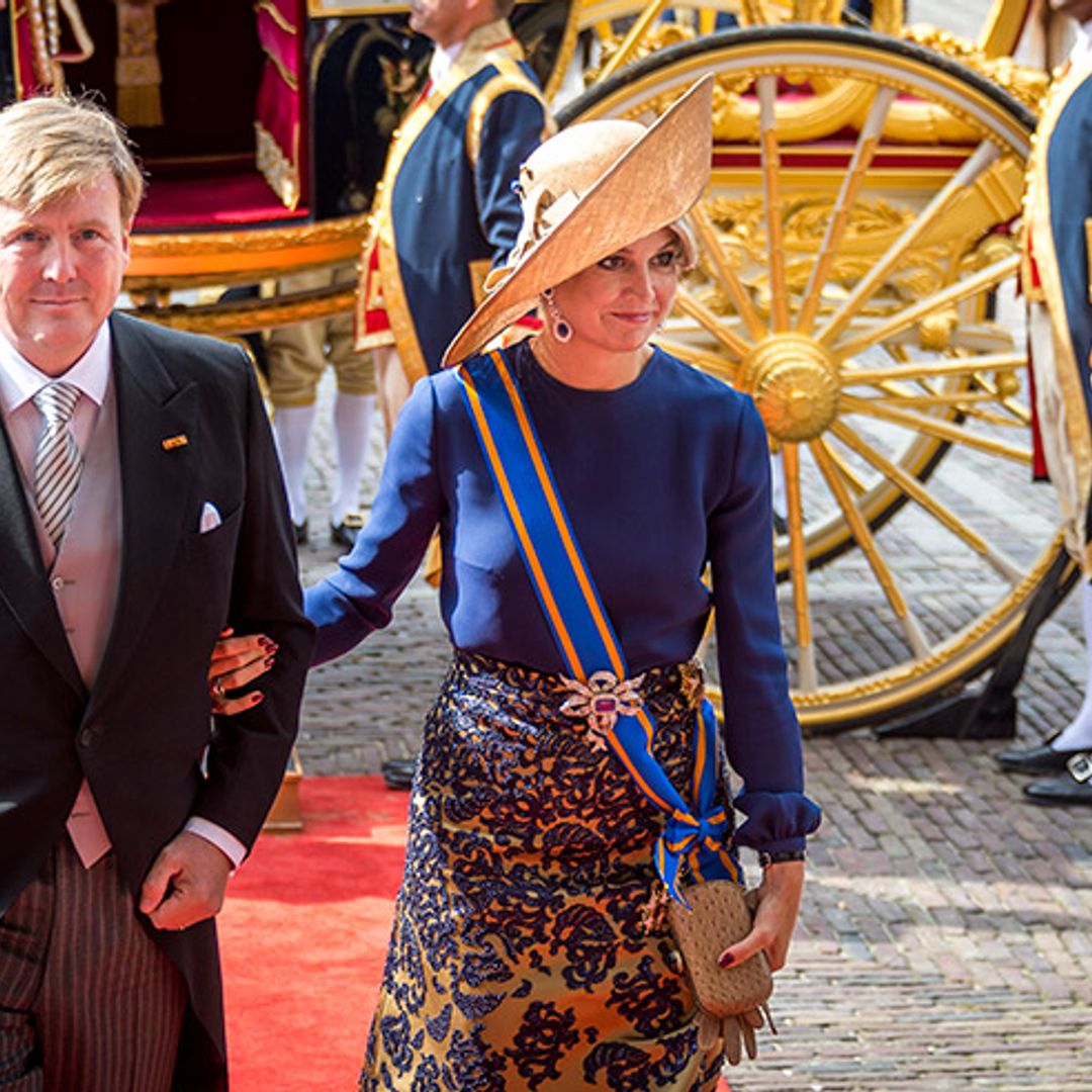 Queen Máxima of the Netherlands is radiant in gold for grand day out
