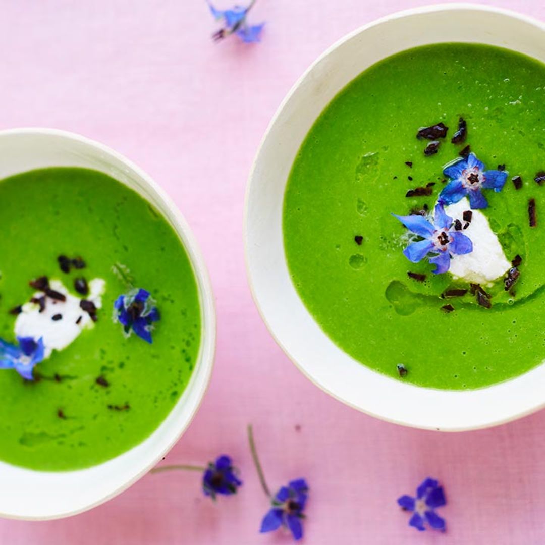 This luxury pea and truffle soup recipe is restaurant quality and only takes 20 minutes to cook!