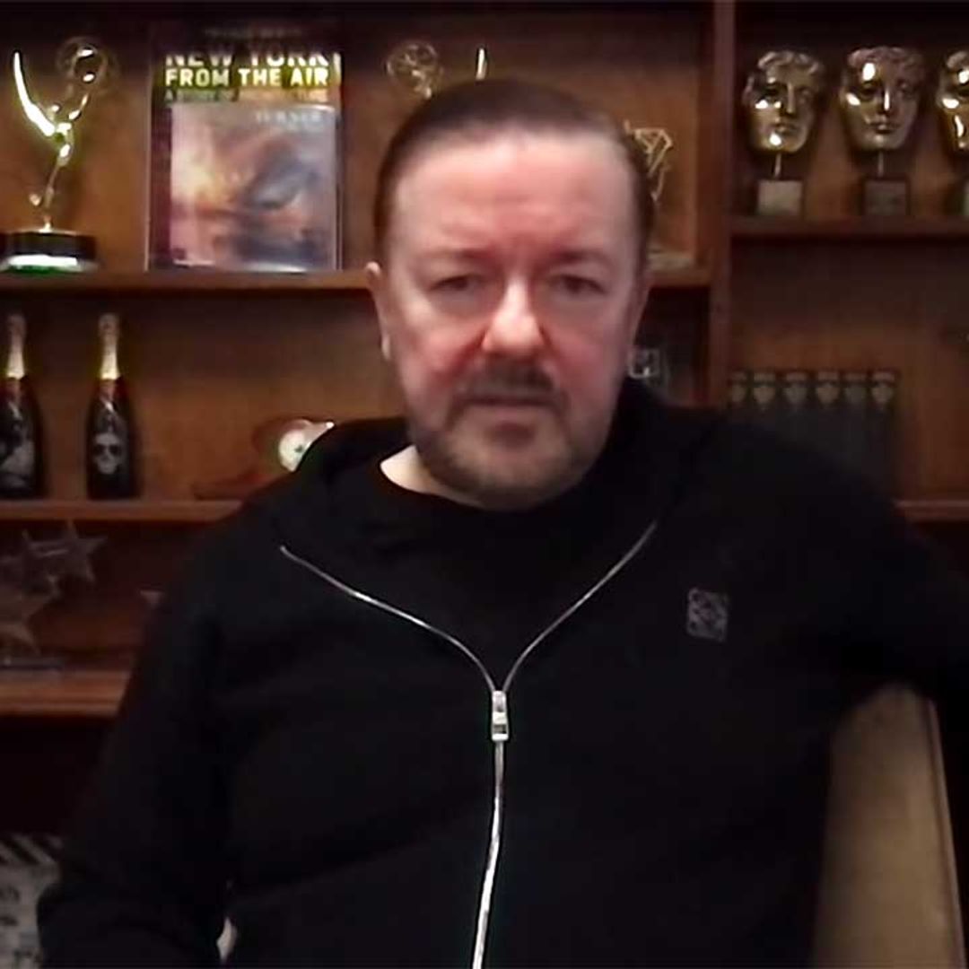 Ricky Gervais shows off new addition to family during Tonight Show appearance