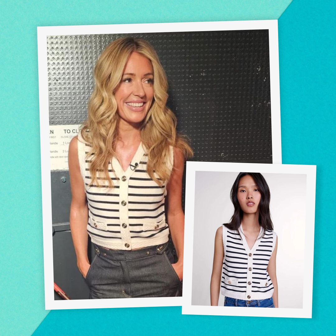 Cat Deeley nails the V-neck knitted waistcoat trend – and I'm shopping one right away