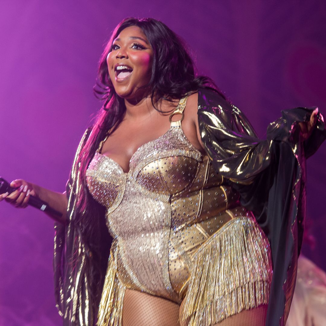 lizzo on stage gold outfit