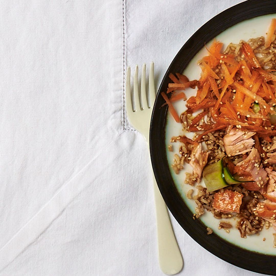 You'd never believe this salmon and sesame salad recipe only takes 15 minutes to make