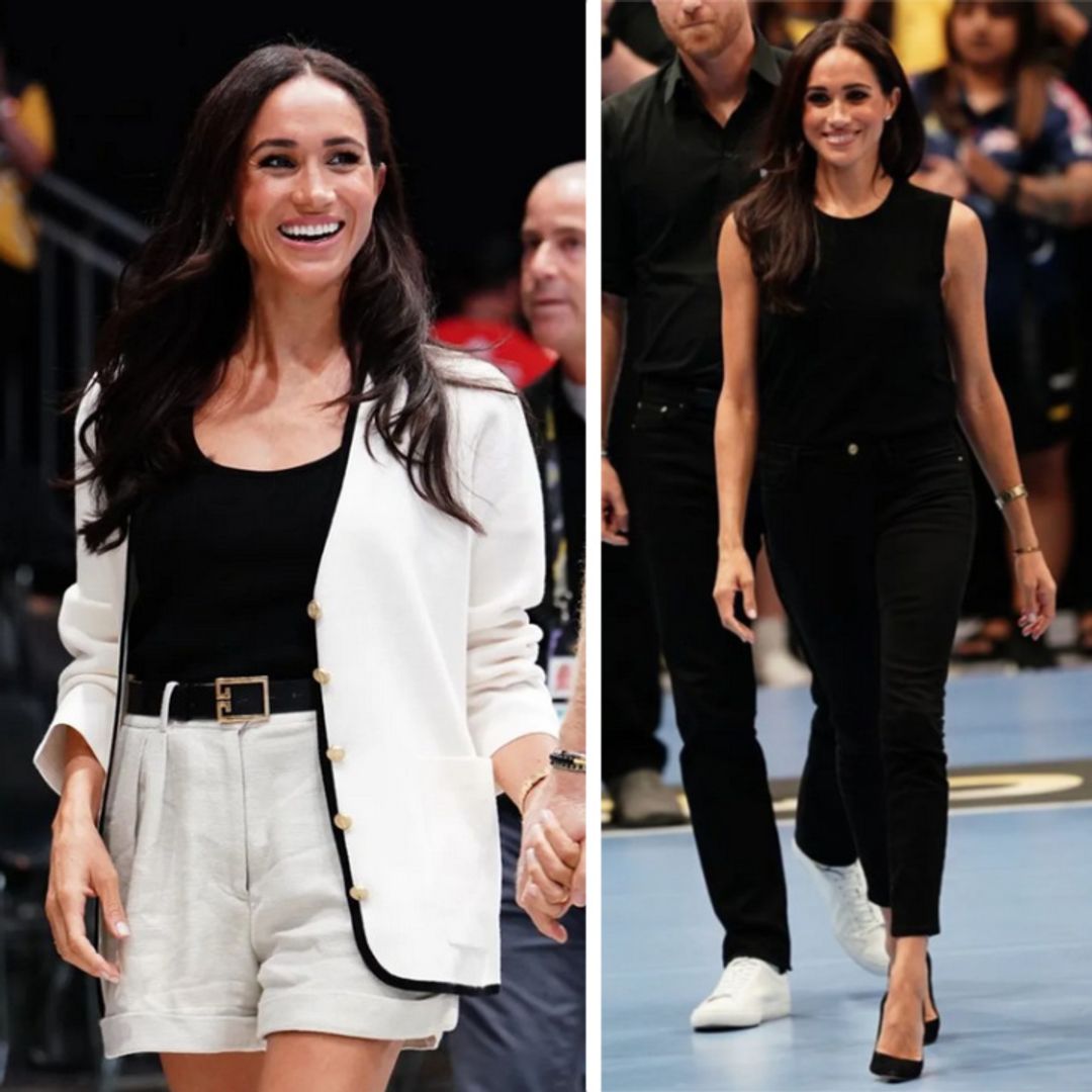 Meghan Markle hits Lakers game in pink Staud short suit