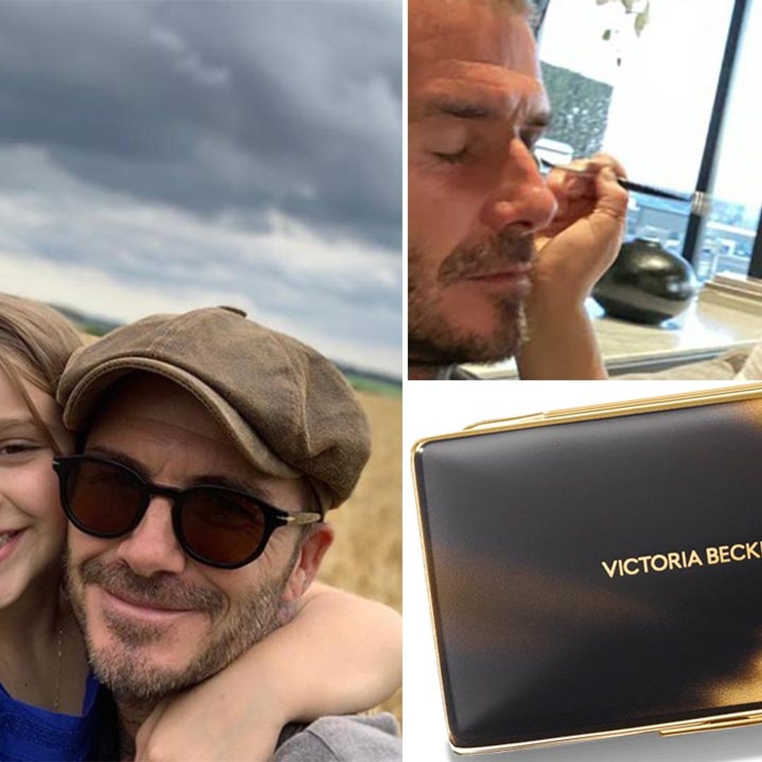 Harper uses Victoria Beckham's eye shadow palette to give David a makeover