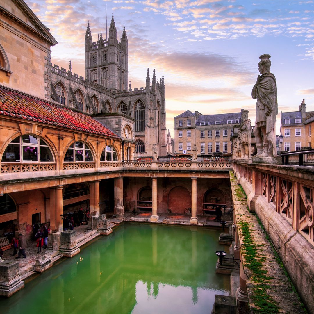 Stock image showing The Roman Baths, Bath, Somerset, England