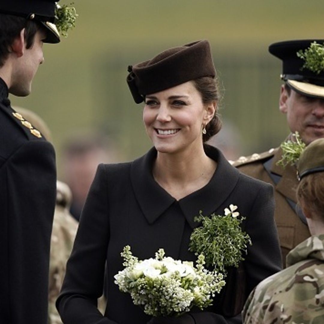 Pregnant Kate Middleton hands out shamrocks at St. Patrick's Day parade
