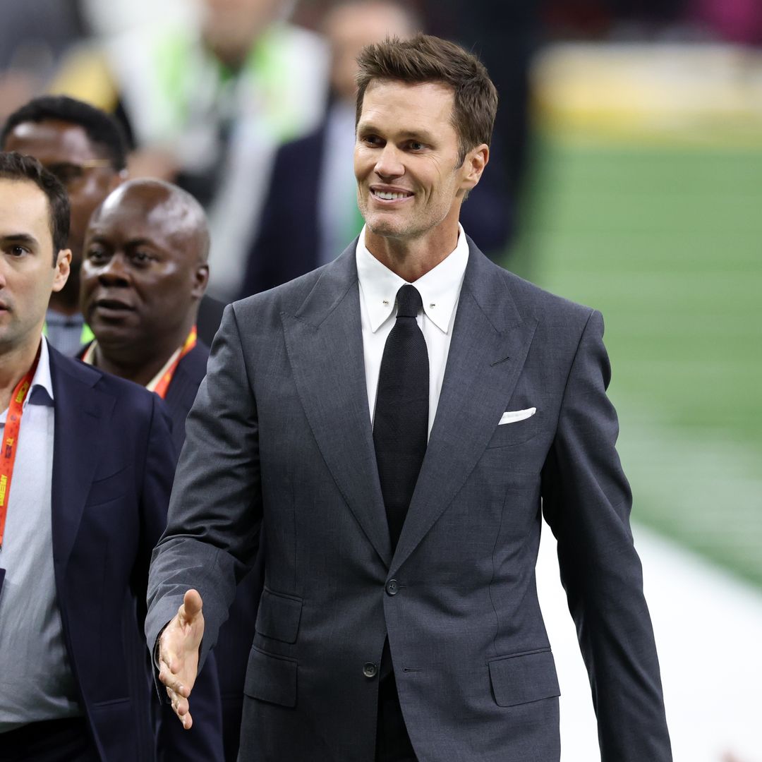 Tom Brady walks across the field before Super Bowl LIX between the Kansas City Chiefs and the Philadelphia Eagles at Caesars Superdome on February 09, 2025 in New Orleans, Louisiana.