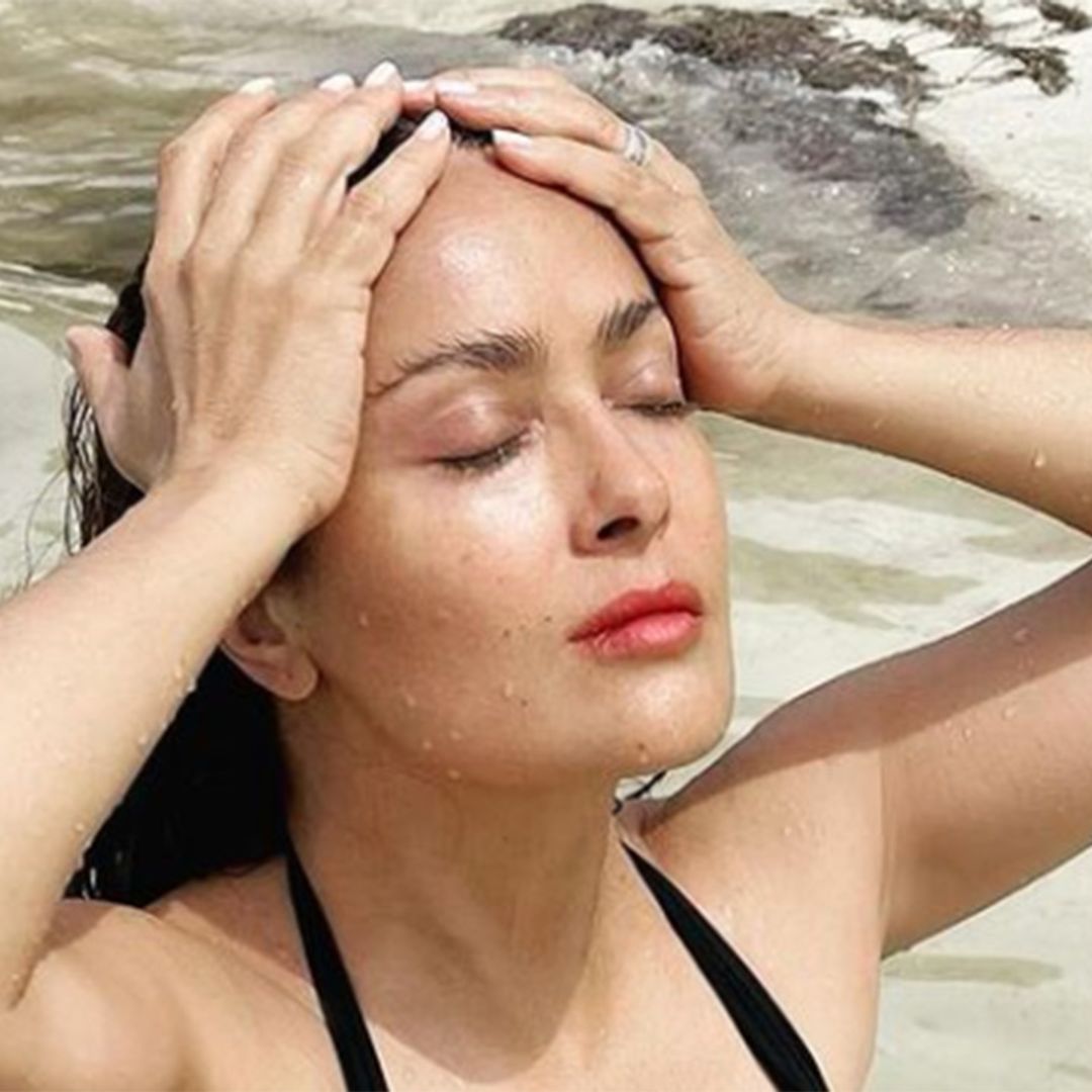 Salma Hayek stuns as she poses for holiday photo with stepdaughter