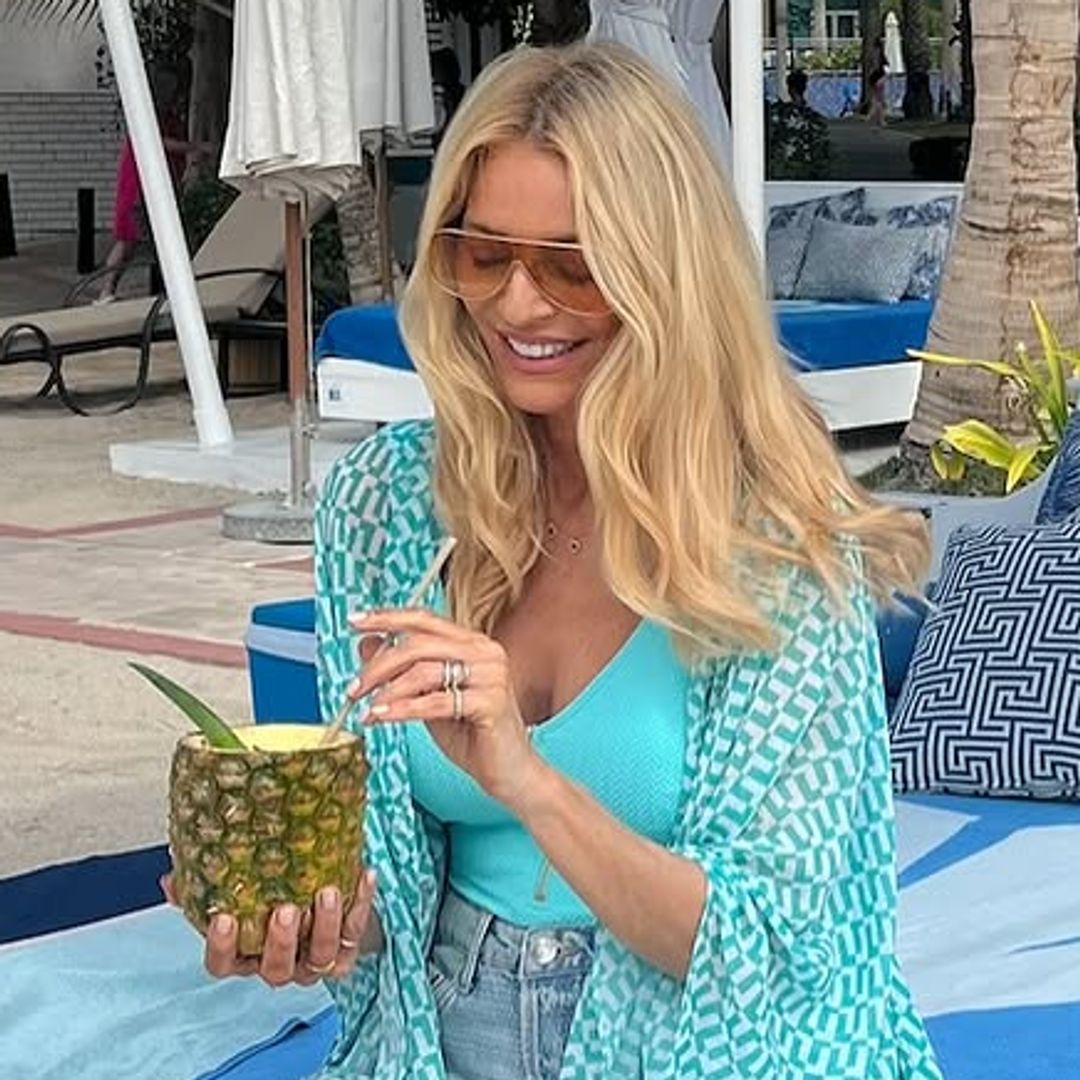 Tess Daly, 55, is a beach bombshell in swimsuit and daisy dukes for 'girls' trip' with daughter Phoebe