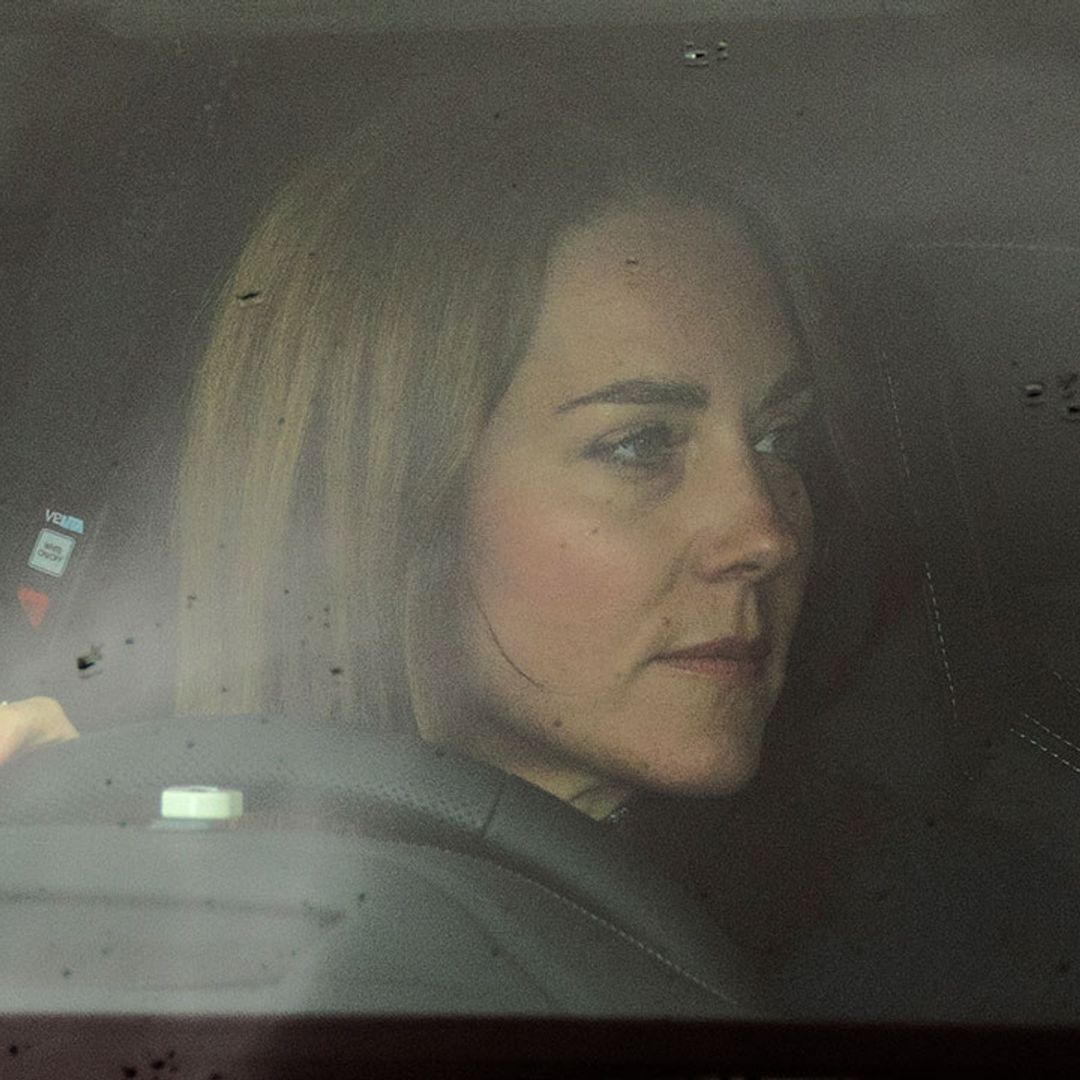Kate Middleton looks sombre during school run as Prince William arrives at Queen's bedside