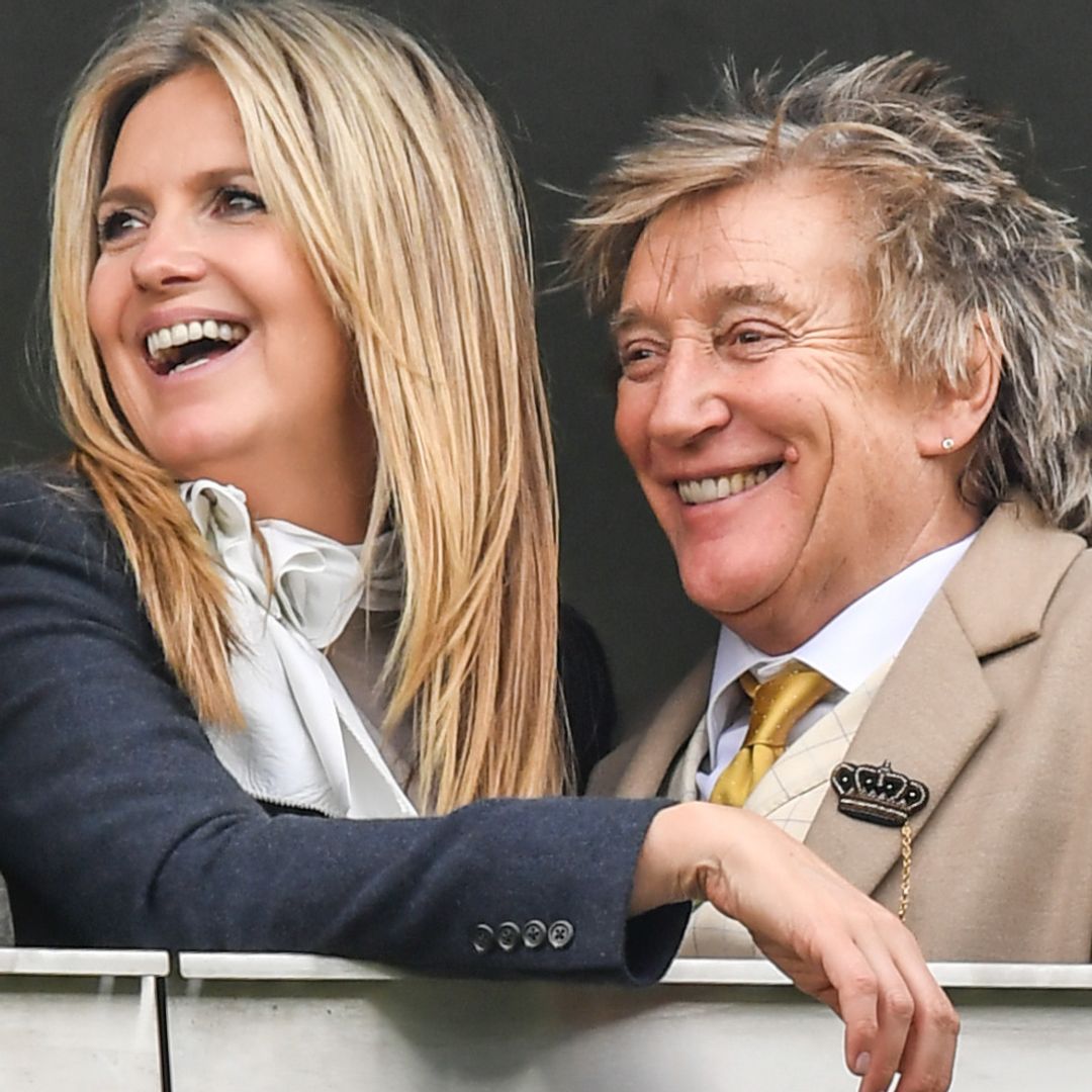Penny Lancaster stuns in super cinched spring florals on sun-soaked trip with husband Rod Stewart