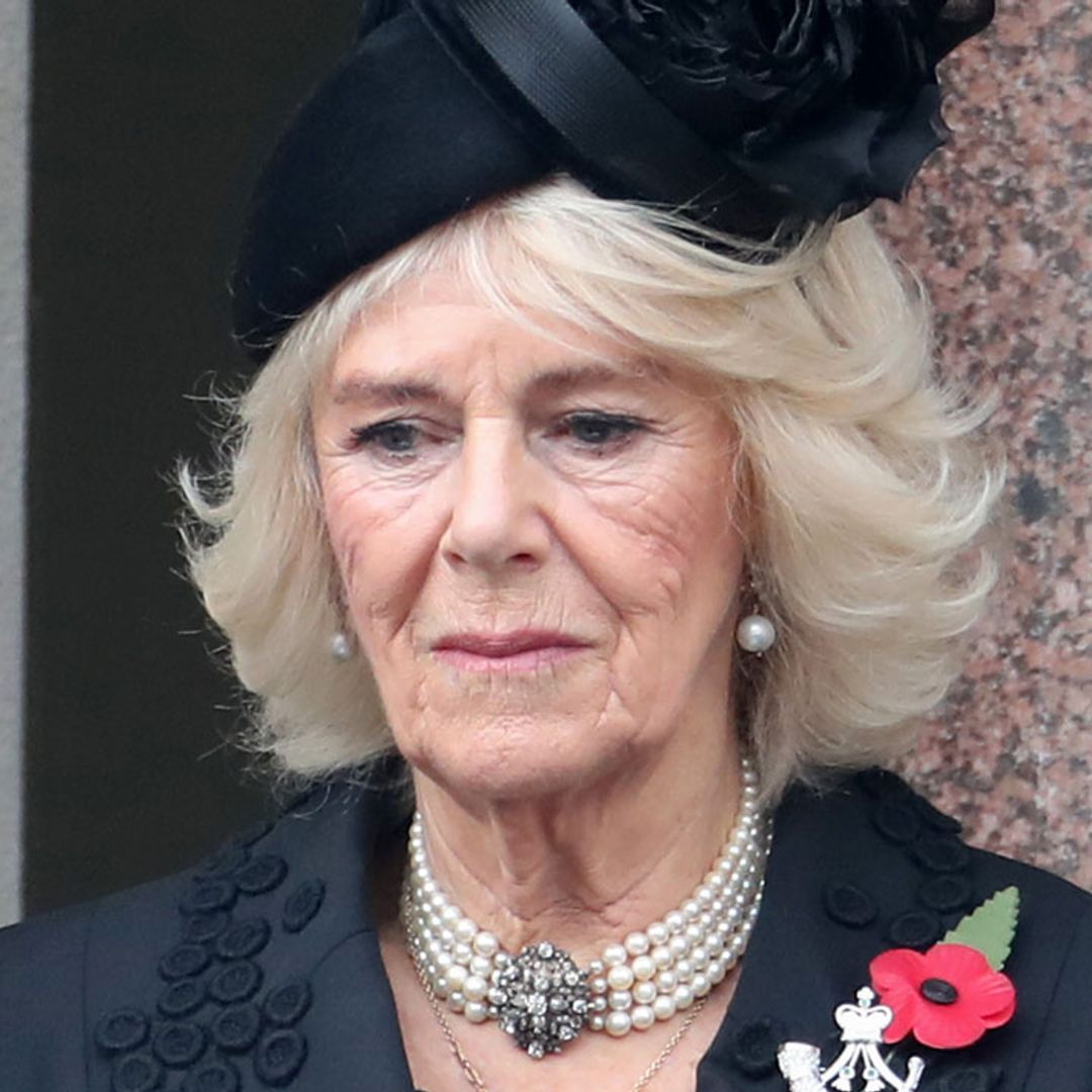 Duchess Camilla pays her respects in black lace on Remembrance Sunday