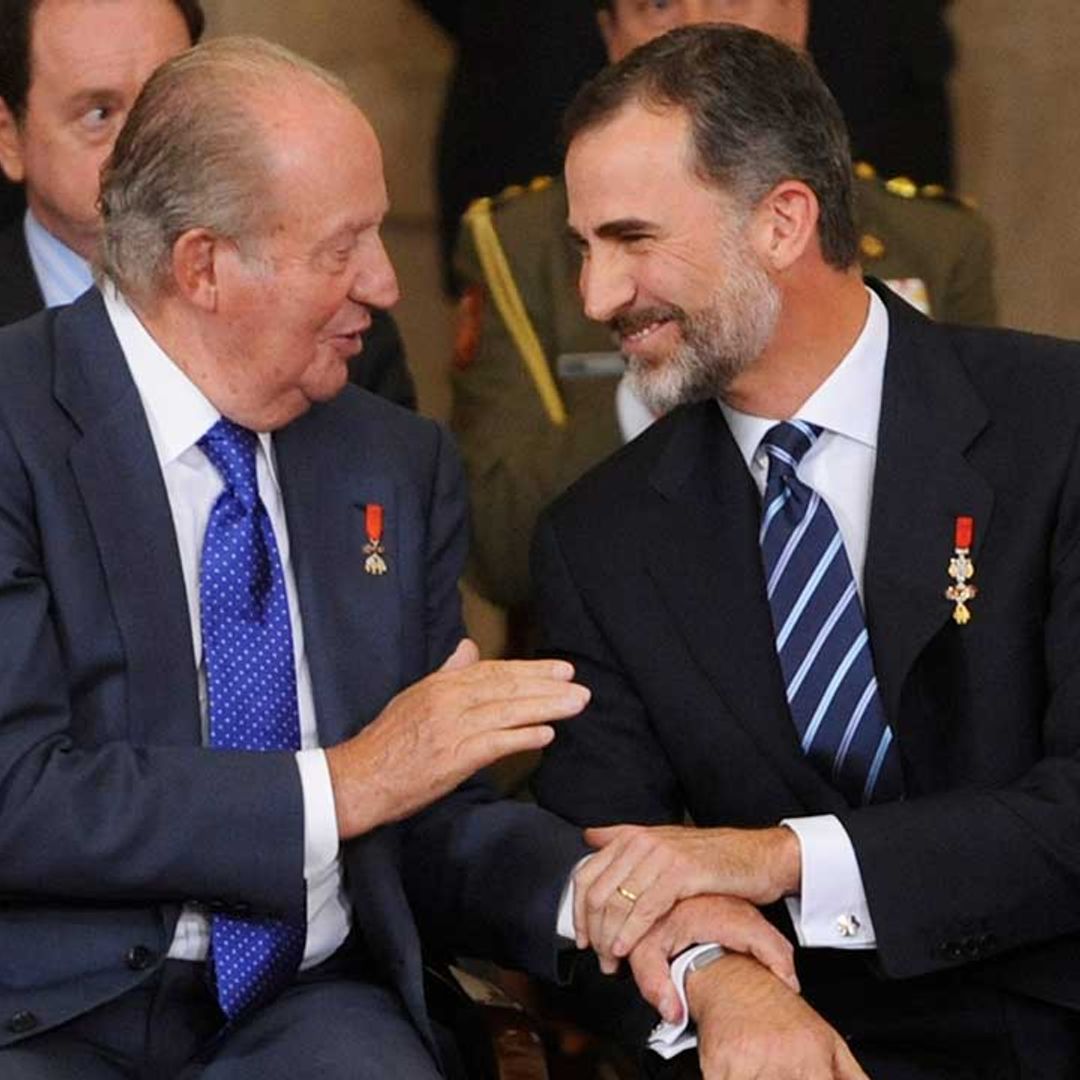 King Felipe embraces father Juan Carlos as the Spanish royals reunite