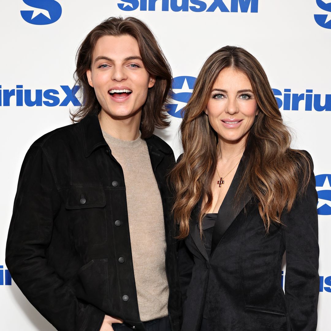 Elizabeth Hurley and her lookalike son Damian turn heads as they twin in black outfits
