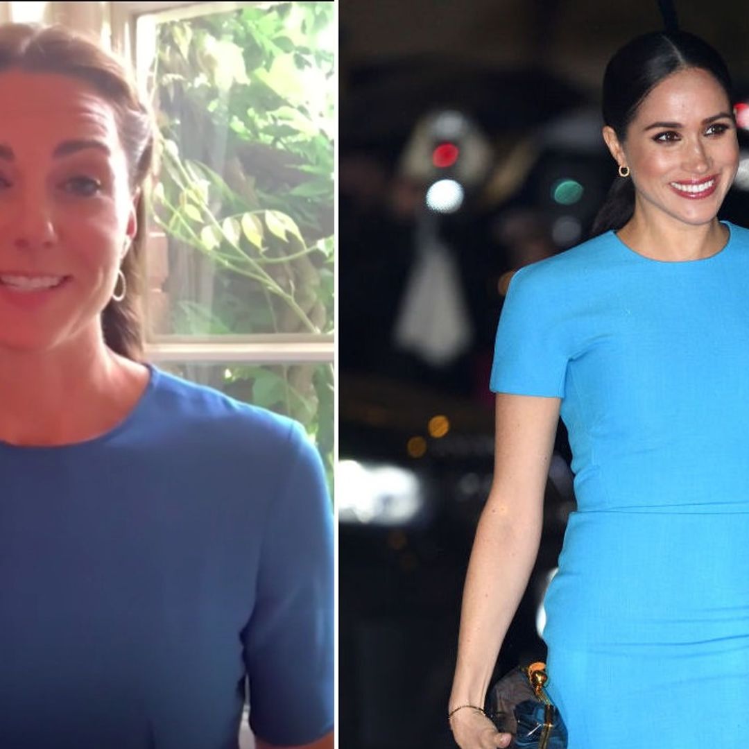 Kate Middleton twins with Meghan Markle in bold blue dress