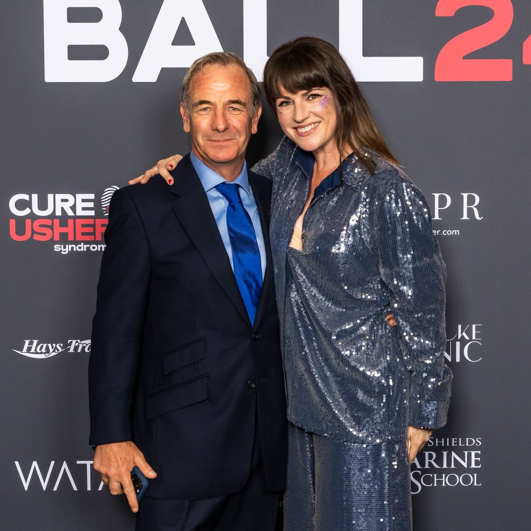 Robson Green, Steph McGovern and Kelvin Fletcher support Emmerdale’s Laura Norton at Cure Usher Ball