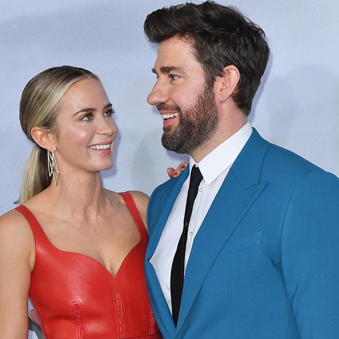 Emily Blunt wowed in a red leather Alexander McQueen dress for a date night with John Krasinski