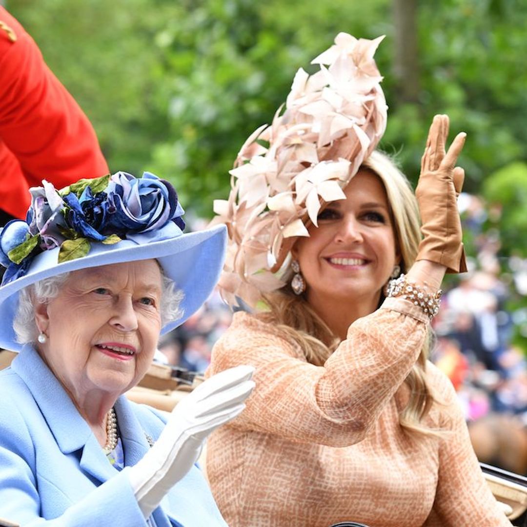 Queen Maxima stuns in incredible floral hat as she re-joins the Queen and Duchess Kate at Royal Ascot