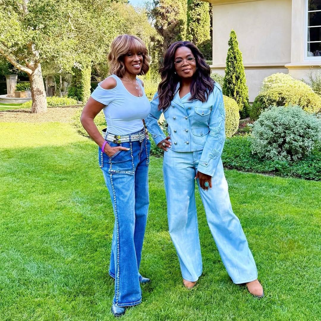 Gayle King and Oprah Winfrey pose for photos in their backyard before heading to Beyoncé's "Cowboy Carter" show, shared on Instagram