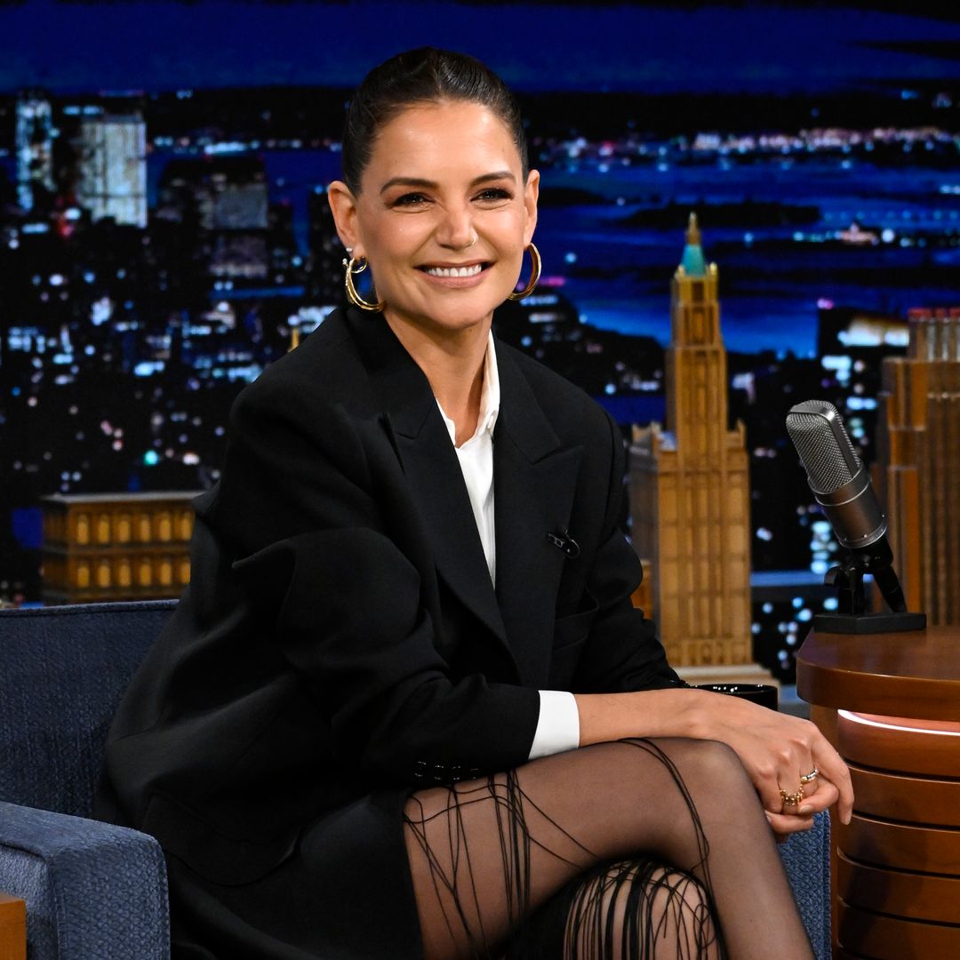 Katie Holmes debuts wild natural hair transformation in black leather outfit