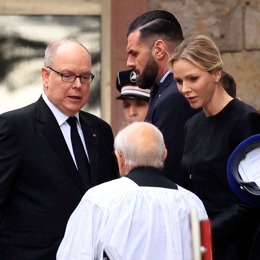 Princess Charlene and Prince Albert attend former French minister's funeral