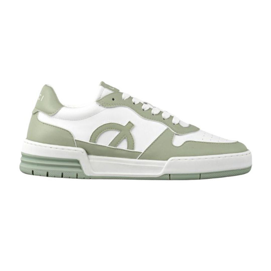 Green and white trainers 