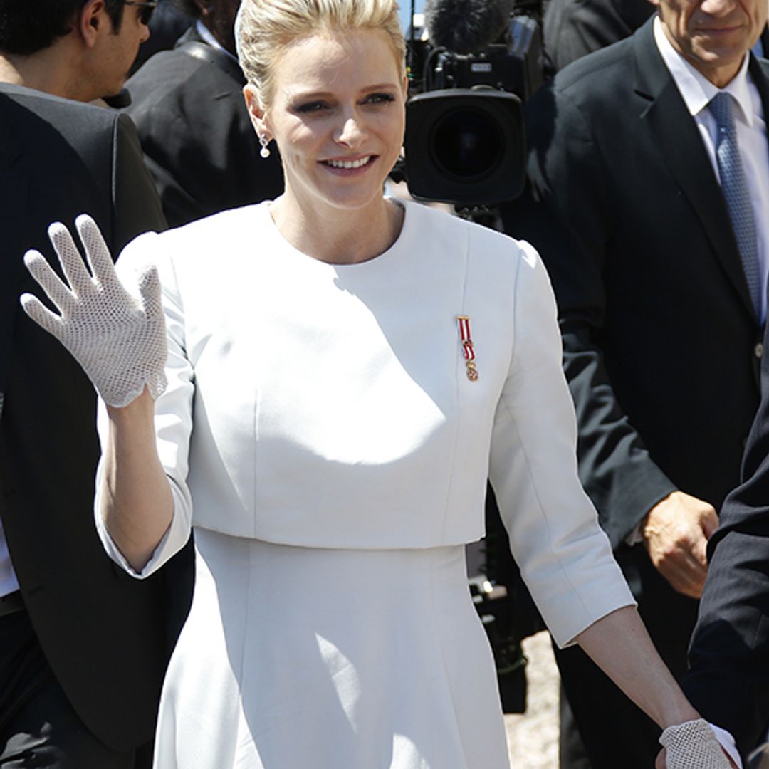 Princess Charlene and her twins match in Dior for baptism