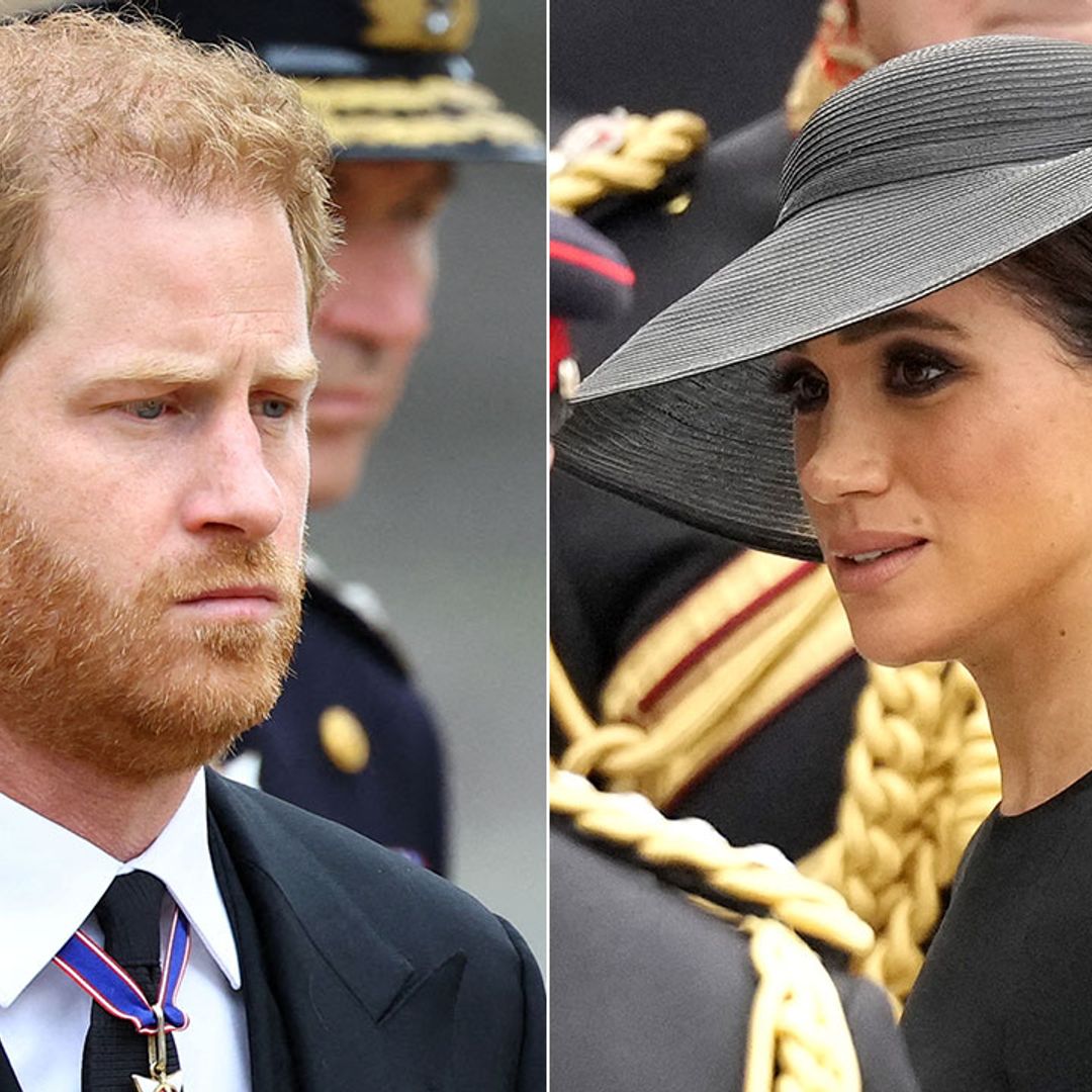 Grief-stricken Prince Harry and Meghan put united front with the royal family at the Queen's funeral