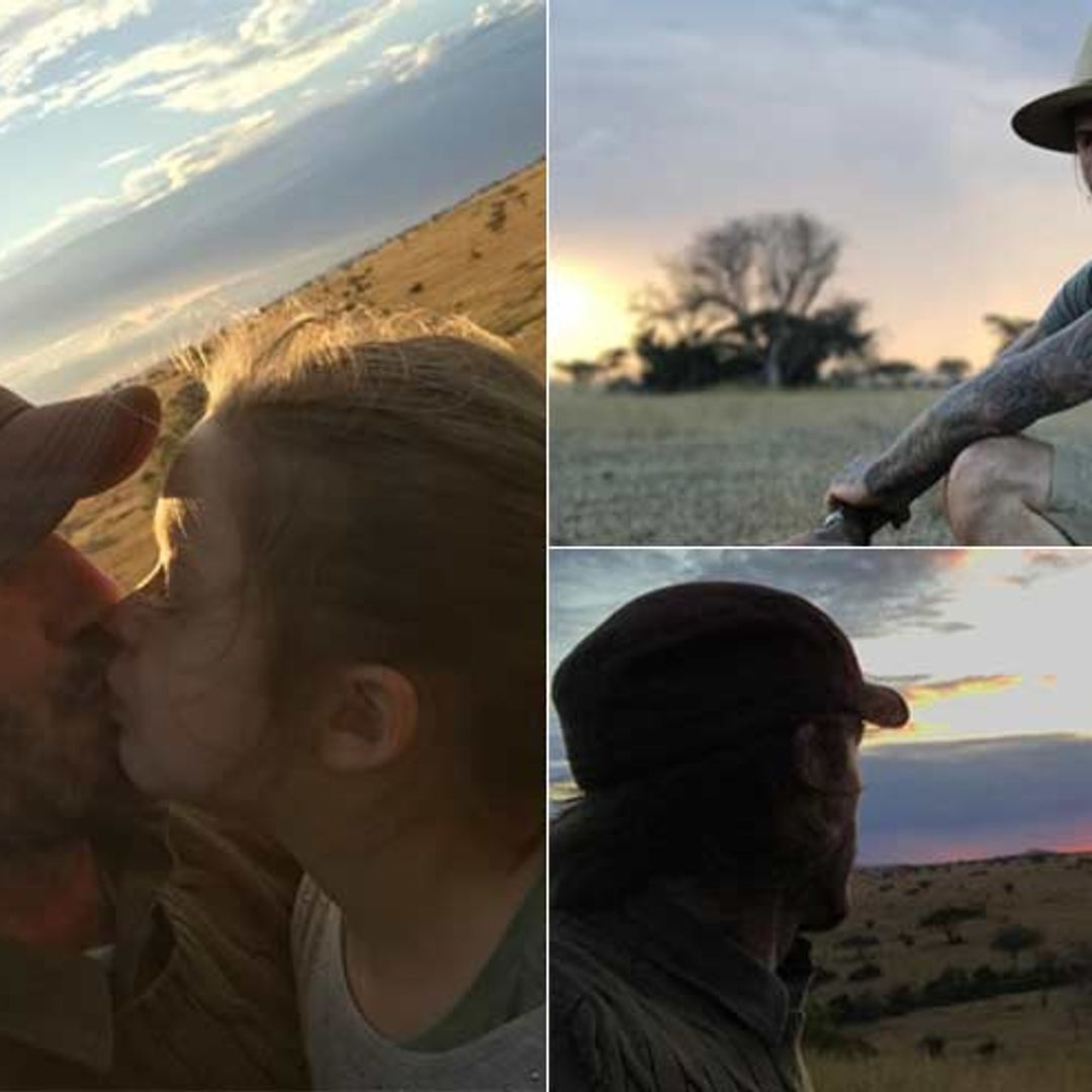 David Beckham and Harper share sweet kiss on family safari holiday