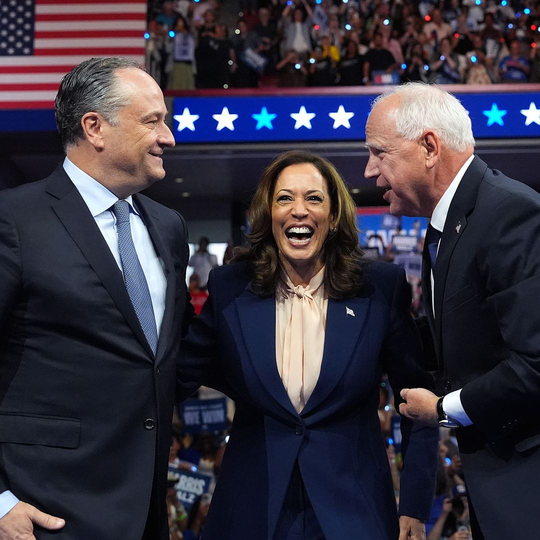 Kamala Harris' husband Doug Emhoff and Tim Walz appear in 'normal' photo with their kids ahead of personal celebration