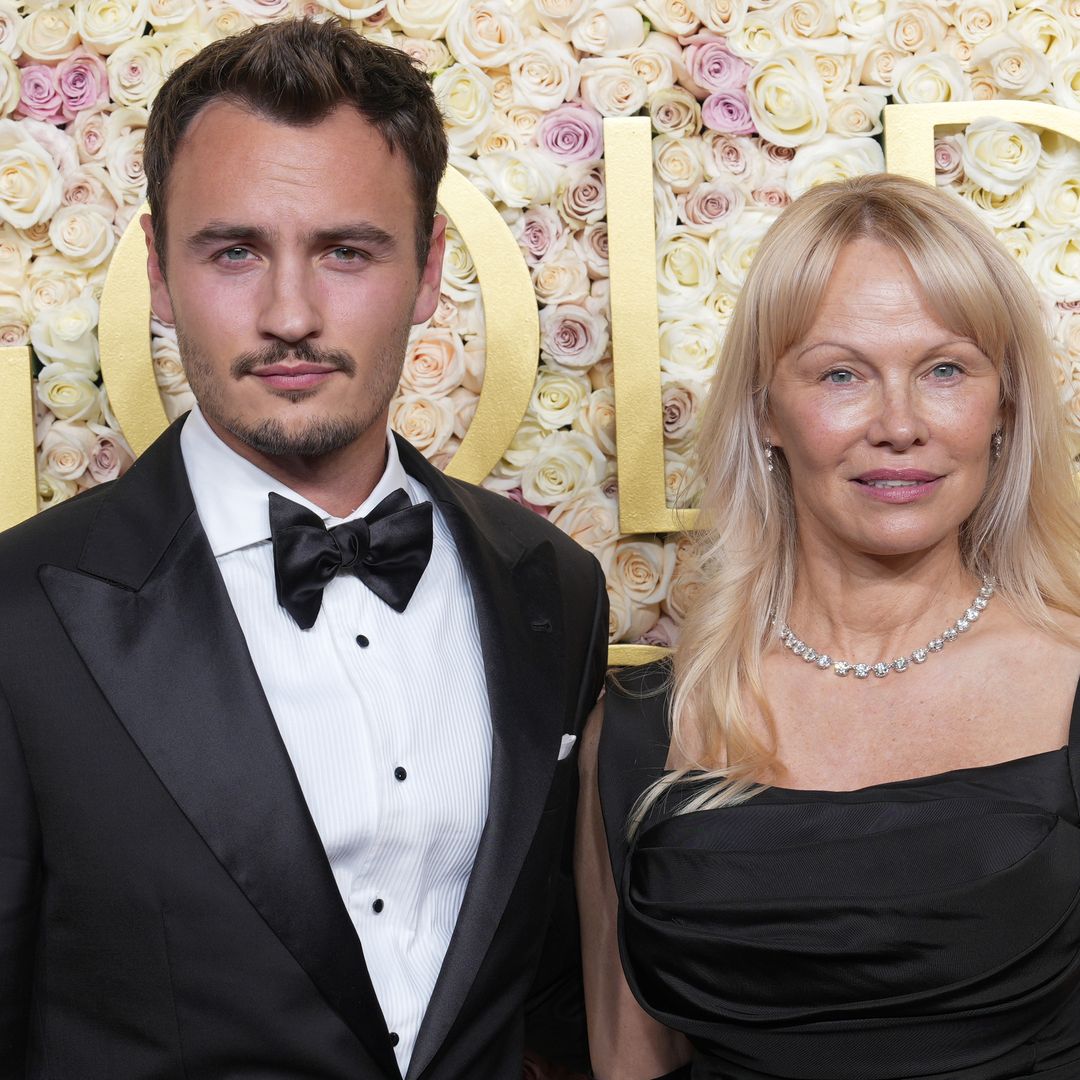 Pamela Anderson and her son Brandon sparkle at the Golden Globes 2025