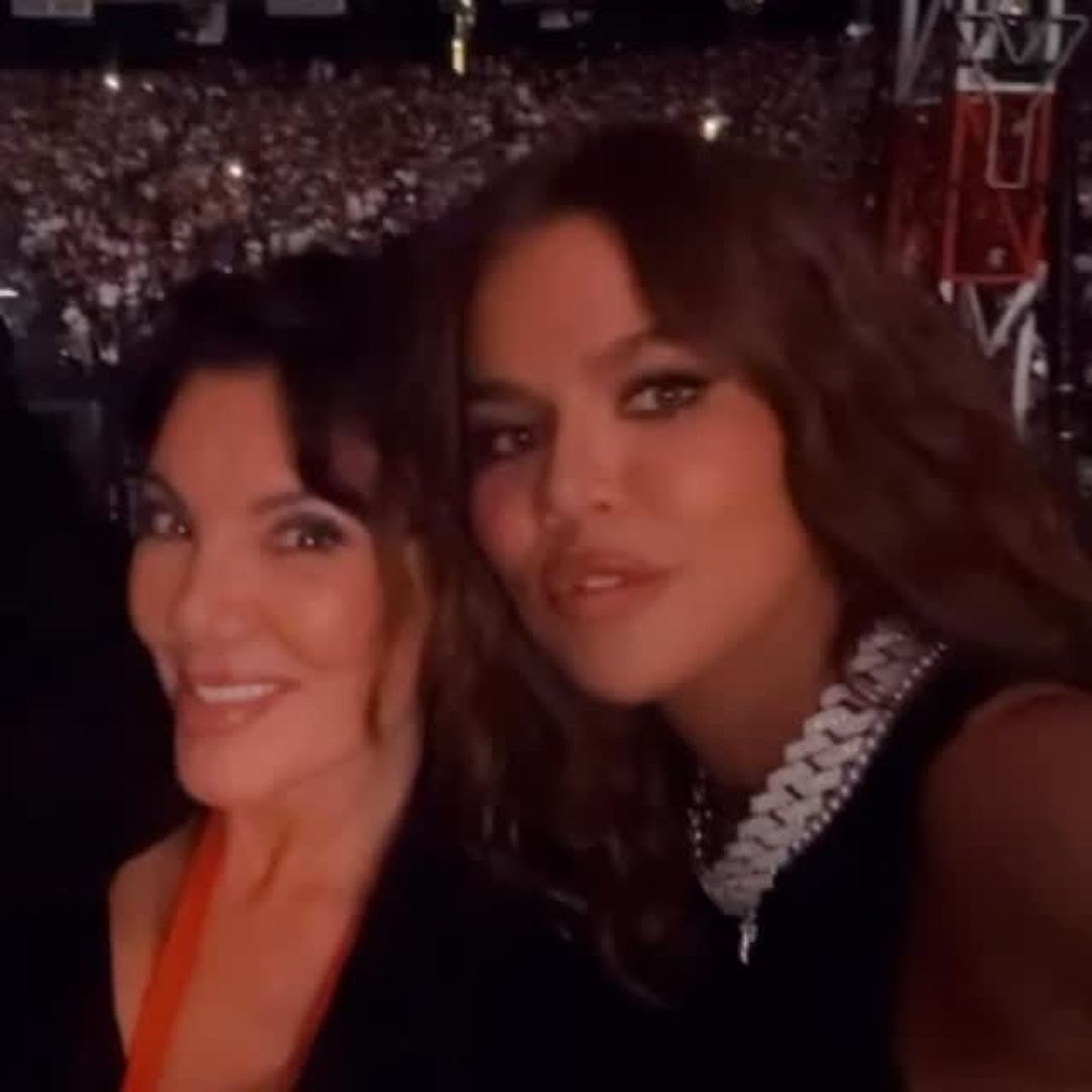 Kris Jenner and Khloé Kardashian pose for a video during Beyoncé's "Cowboy Carter" show at Allegiant Stadium, shared on Instagram Stories