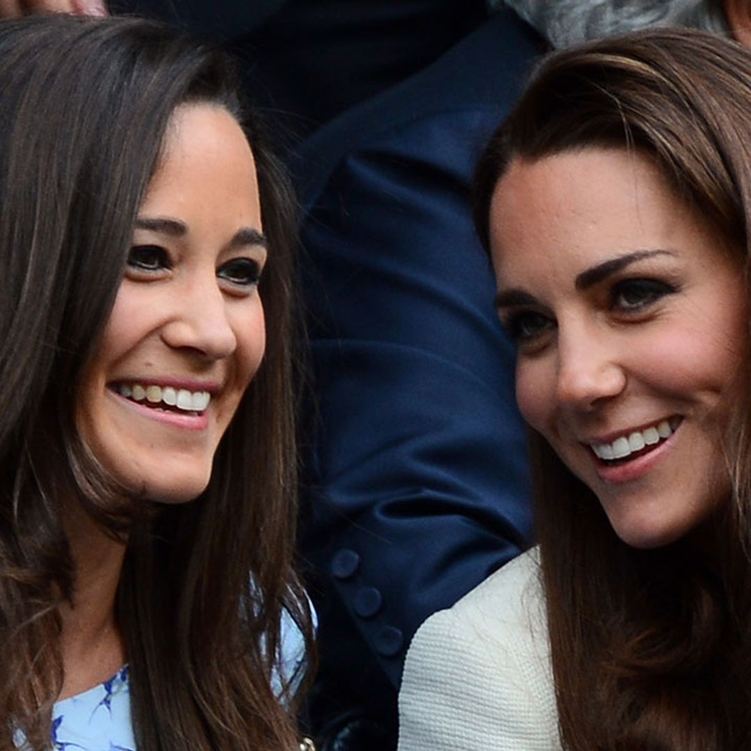 Pippa Middleton delights in an embroidered dress by Anna Mason - and her sister's clutch bag